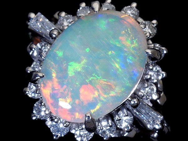 【ジュエリー極】神秘的な遊色!良質天然オパール0.99ct&ダイヤモンド0.30ct 高級Pt900リング h7606oo【送料無料】拍卖