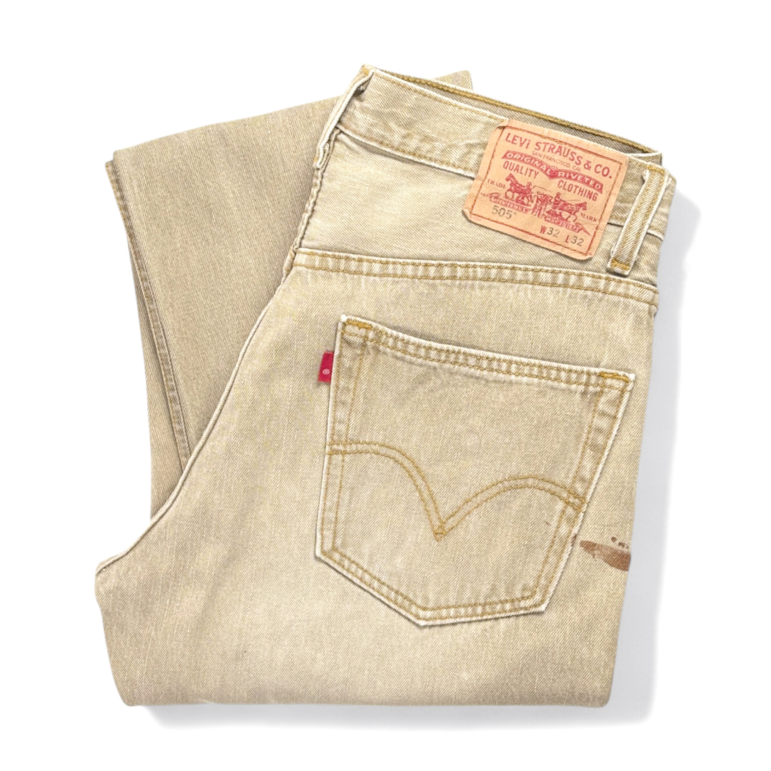 【送料無料】リーバイス 505 カラーデニム ペンキ 雰囲気系 先染め ストレート ジーンズ レギュラーフィット W32 Levis 古着 @EA9184拍卖