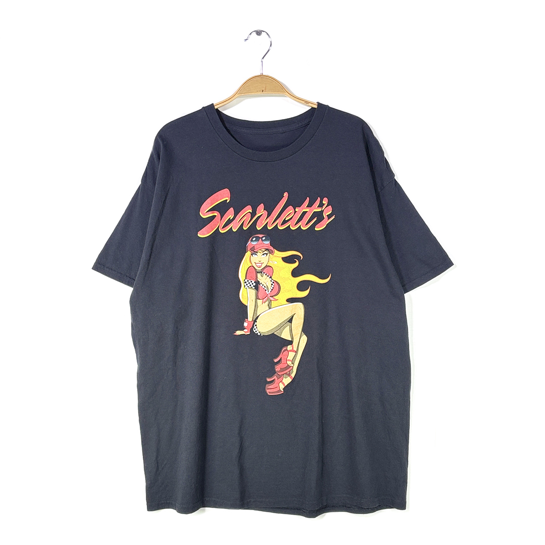 【送料無料】セクシーガール Tシャツ SCARLETT'S サーキット レースクィーン ブラック 大きいサイズ メンズ2XL相当 古着 @BZ9035拍卖