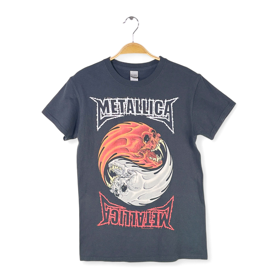 【送料無料】メタリカ ロックTシャツ パスヘッド スカル ブラック METALLICA ギルダン メンズM 古着 @AA9004拍卖