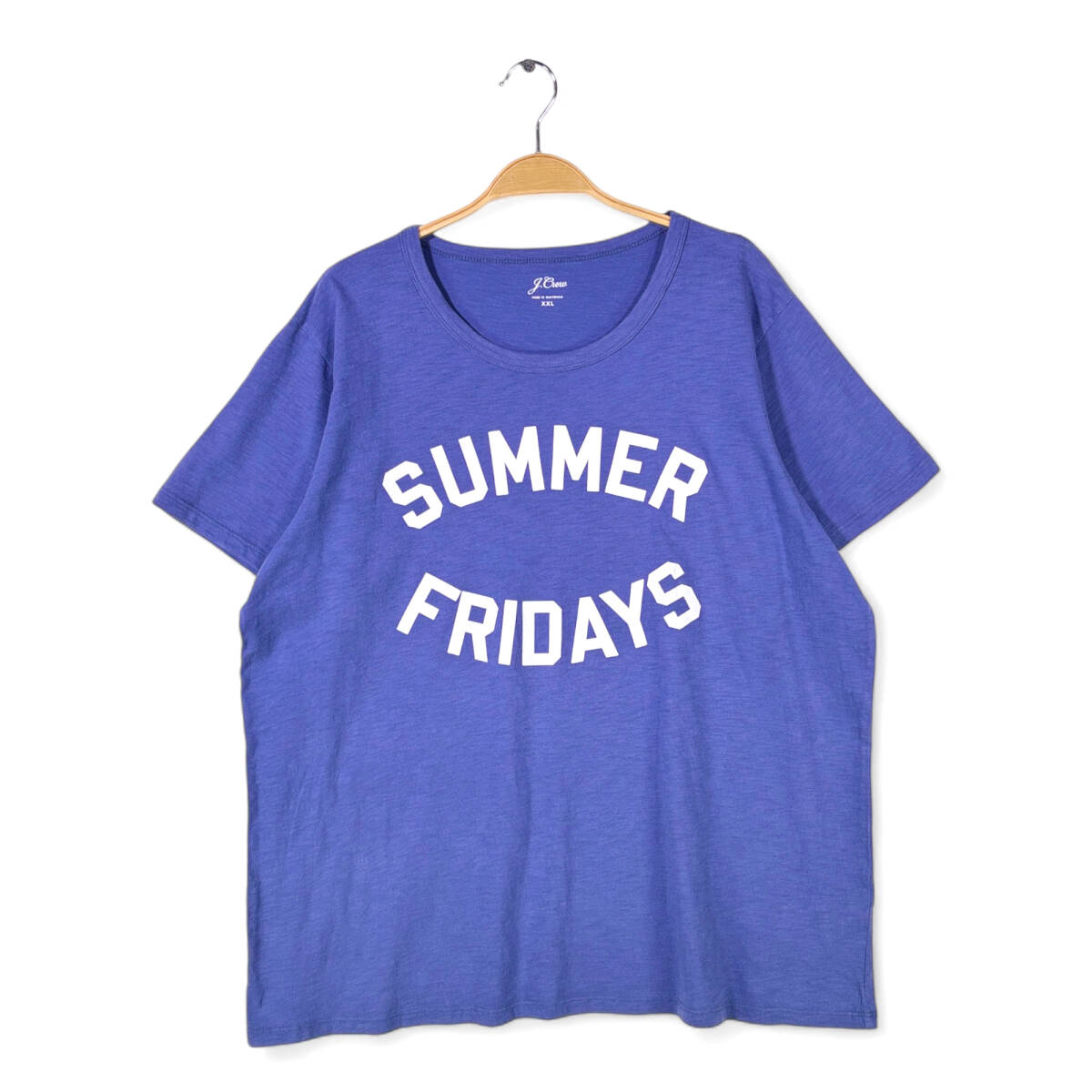 【送料無料】ジェイクルー レトロスタイル ヴィンテージ仕様 Tシャツ アーチロゴ ブルー J.CREW メンズXXL 古着 @BZ9020拍卖