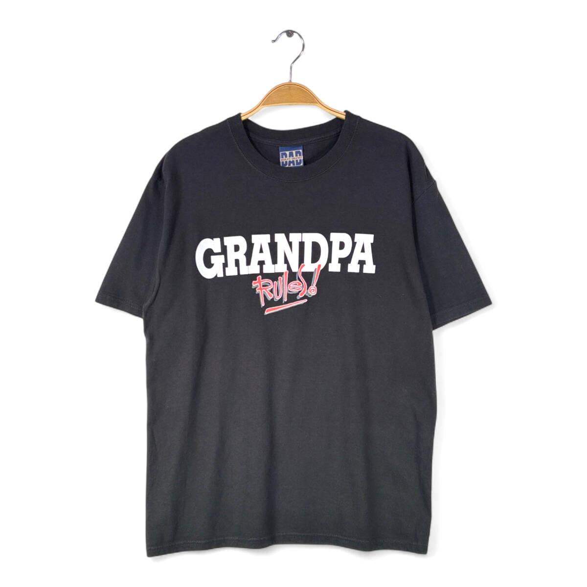 【送料無料】GRANDPA RULES! Tシャツ 黒 ブラック WORLD'S GREATEST DAD メンズM 古着 @BZ9024拍卖