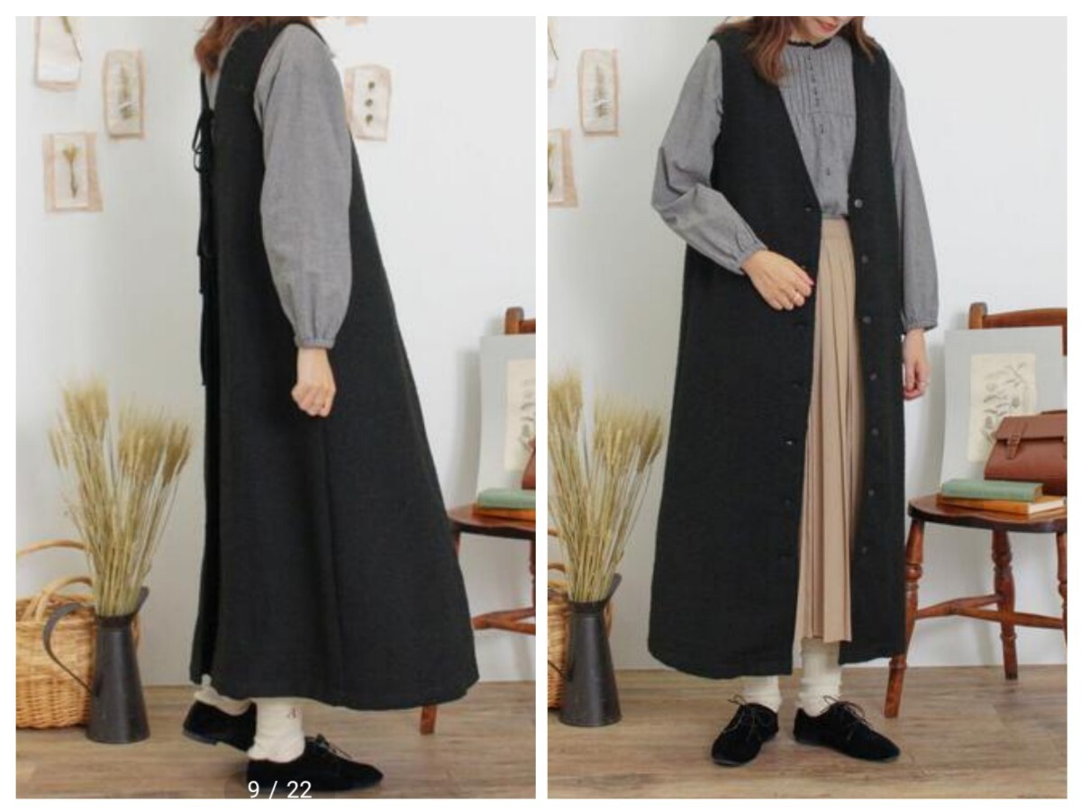 数回着用☆Samansa Mos2☆【帯電防止】前後2WAYリボンジレワンピース☆定価7590円☆サマンサモスモス☆フリー拍卖