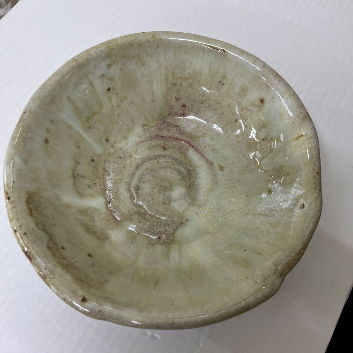 中古未使用 灰釉 菓子皿 鉢 大皿 作家物 詳細不明 出来良し 茶道具拍卖