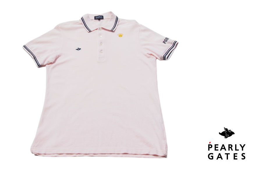 送料無料★【中古】パーリーゲイツ|pearly gates|刺繍入り半袖ポロシャツ|メンズゴルフウェア|5拍卖