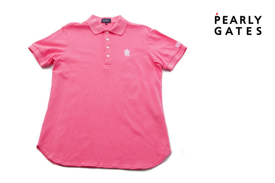 送料無料★【中古】パーリーゲイツ|pearly gates|刺繍入りコットン半袖ポロシャツ|メンズゴルフウェア|5拍卖