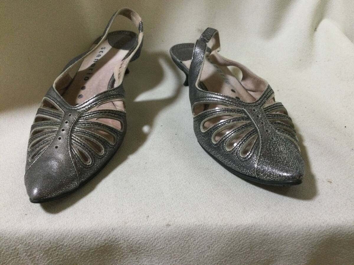 C3051 SCENARIO グレー系 パンプス 23㎝ 日本製 ヒール3㎝拍卖