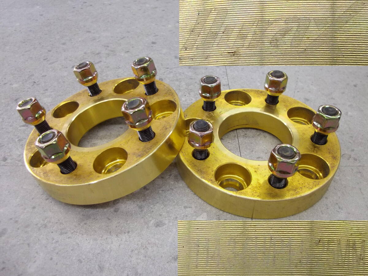 ☆●2507-91L レターパックプラス対応! Durax 5H-114.3 M12×P1.5 25mm ワイドトレッドスペーサー ワイトレ ゴールド 2枚セット 良品!拍卖