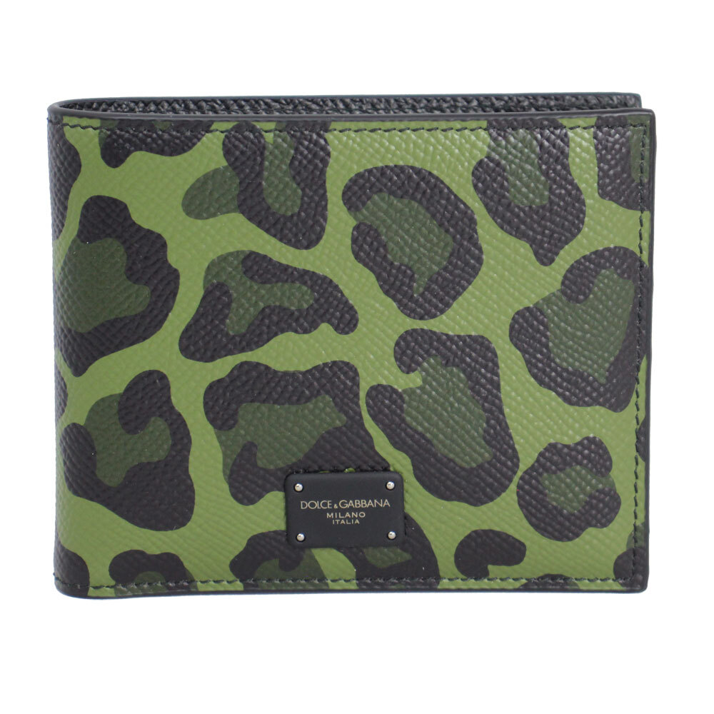 ドルチェ&ガッバーナ 財布 メンズ DOLCE&GABBANA 二つ折り財布 レオパード レザー グリーン系マルチカラー BP2463 AZ657 HUILN拍卖