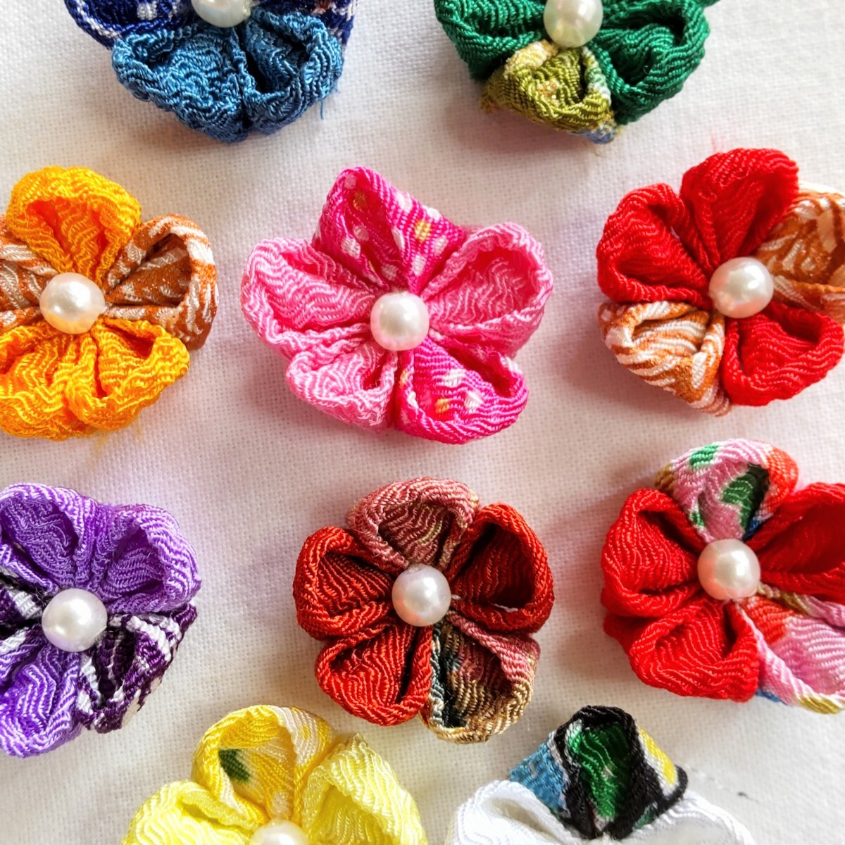 10個 2 ちりめん つまみお花 つまみ細工 パーツ モチーフ ハンドメイド拍卖