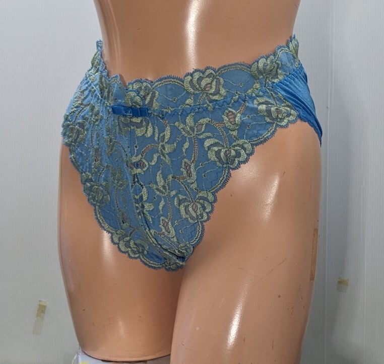 新品 フランス製レース使用 ショーツ ハイカットブラジリアンタイプ ソフト mc60 ブルー(0)拍卖