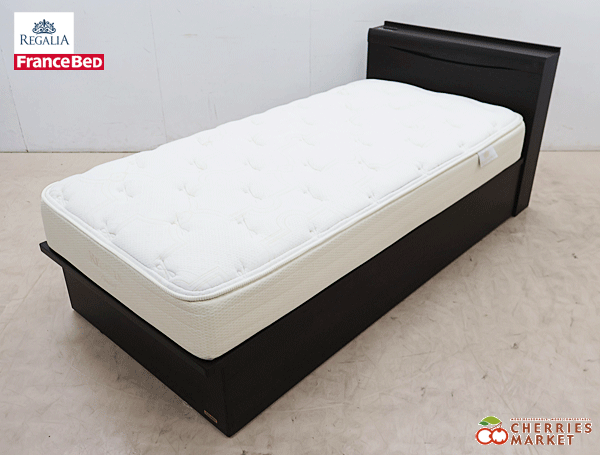 ◆展示品◆ REGALIA×FranceBed レガリア×フランスベッド サークレット シングルベッド 跳ね上げ/リフトアップベッド 照明付 32万拍卖