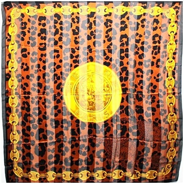 57295 セリーヌ 大判ストール ブラウン×ブラック アニマル 中古 Aランク CELINE|レディース拍卖