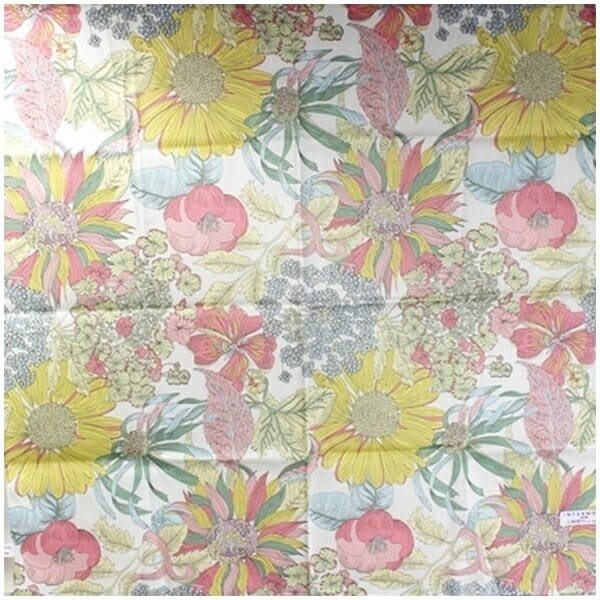 57337 インターモードユージング リバティ 未使用 コットン ミニスカーフ ハンカチ ホワイト×マルチカラー 花柄 中古拍卖