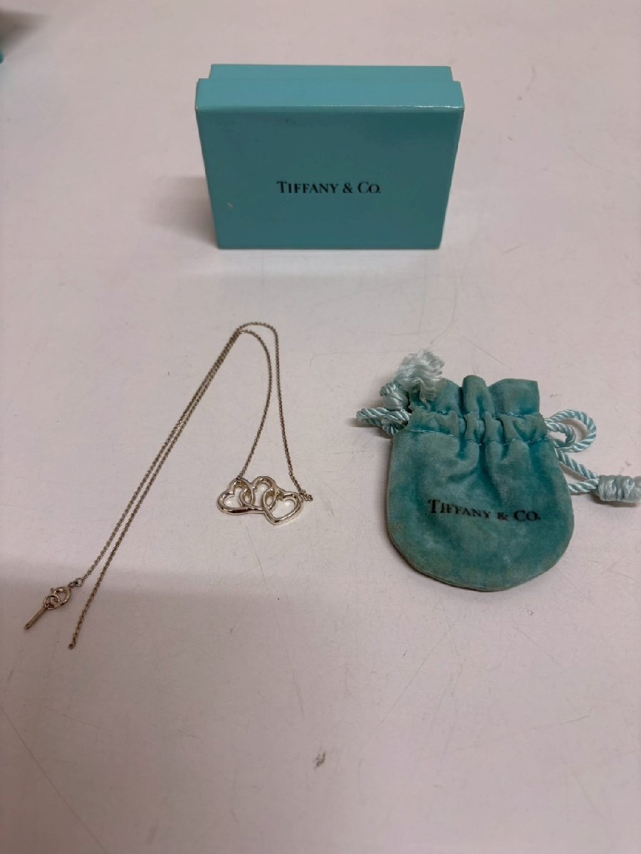 202 Tiffany&Co. ティファニー ネックレス シルバー 925 オープンハート 3連 中古 正規品保証拍卖