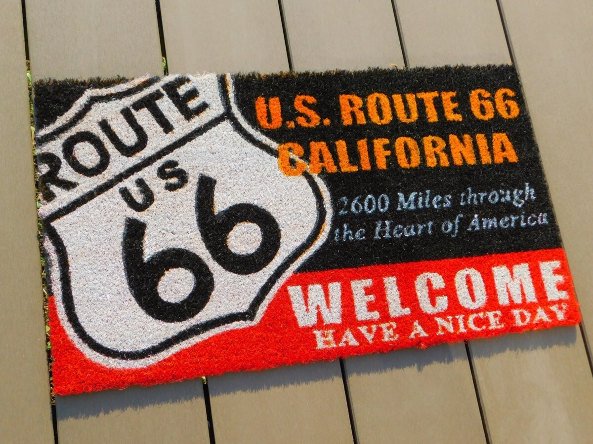 【アメリカン コイヤーマット】※《ROUTE66・WELCOME・赤/黒》 アメリカン雑貨 ガレージ 玄関マット拍卖