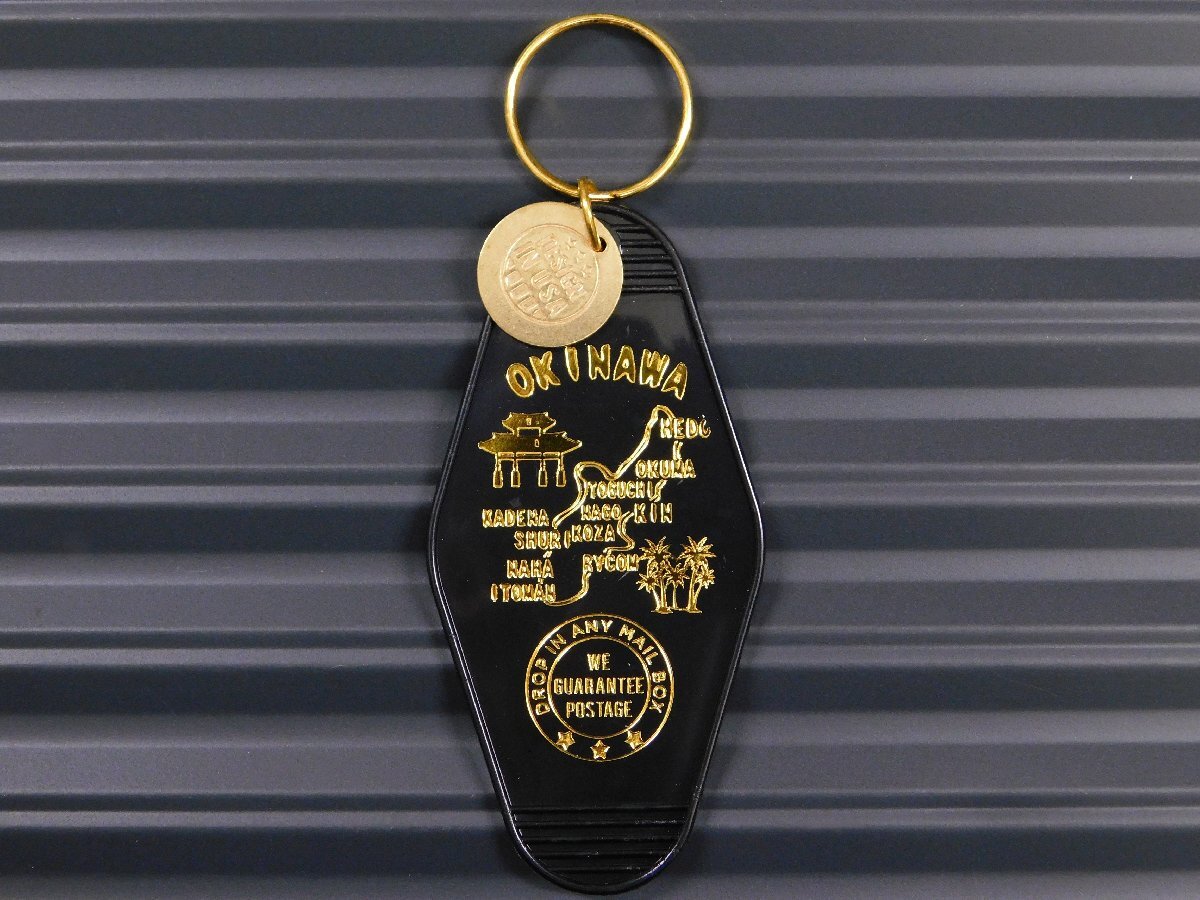 ◆送料\140◆【モーテルキーホルダー】※《OKINAWA・沖縄 / ブラック》 和柄 スカジャン ホテル キータグ キーホルダー拍卖