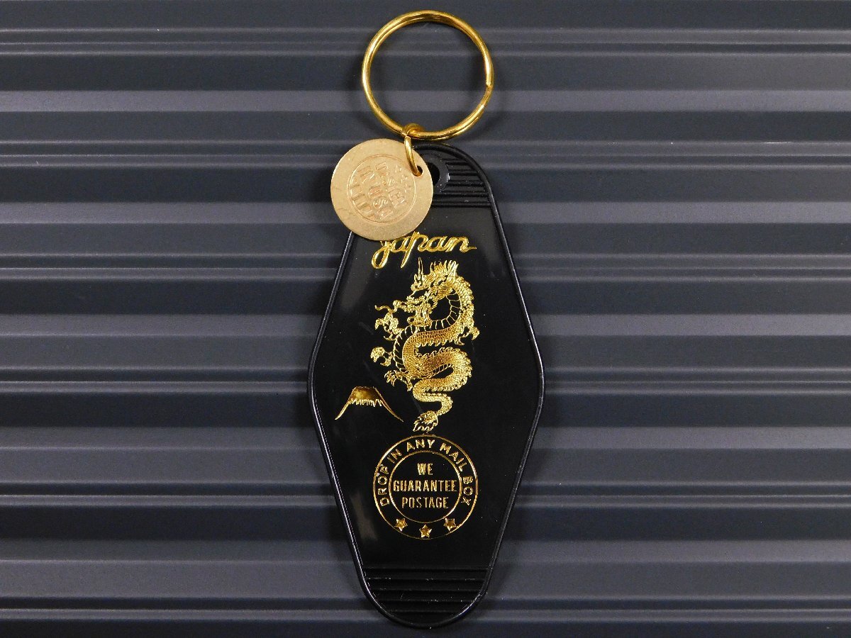 ◆送料\140◆【モーテルキーホルダー】※《DRAGON・龍 / ブラック》 和柄 スカジャン ホテル キータグ キーホルダー拍卖