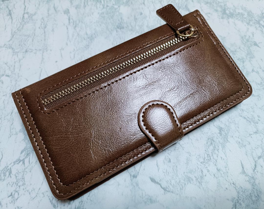 iPhoneXR 用 スマホケース ジッパーポケット 手帳型 コーヒーブラウン拍卖