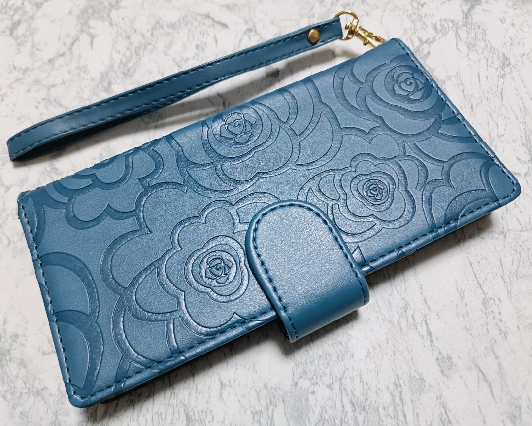 Galaxy Note9 用 カメリア バラ 手帳型 スマホケース ブルー 青色拍卖