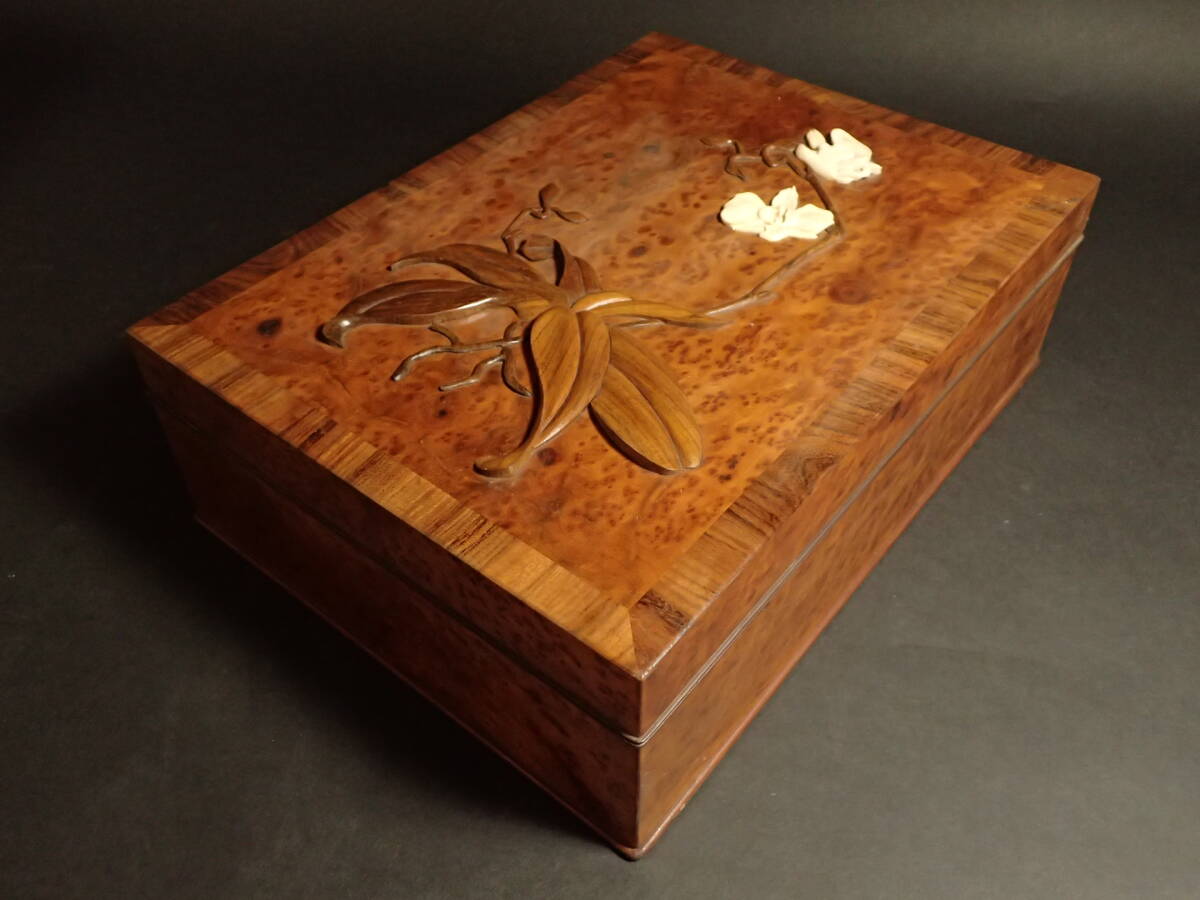 S265 文箱 硯箱 台湾美術 象嵌細工 漆工芸 26.7cmX36.0cm 11.5cm拍卖