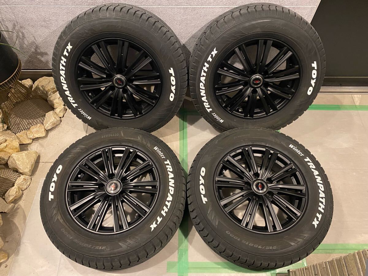 超バリ山 2019年製16インチアルミ&スタッドレス4本 約8分山 215/70R16 6.5J+38 PCD114.3/5 ホワイトレター マットブラック デリカD:5拍卖