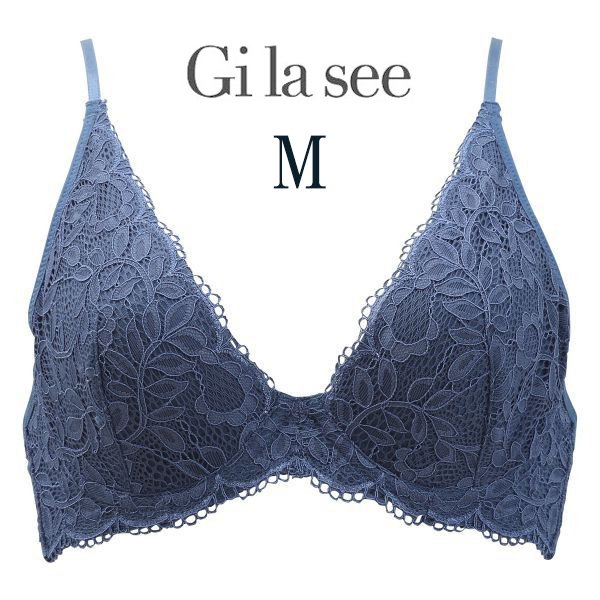ブラジャー 安い M 三角ブラジャー インナー 下着 ゴージャス総レース ブルー お得品在庫セール拍卖