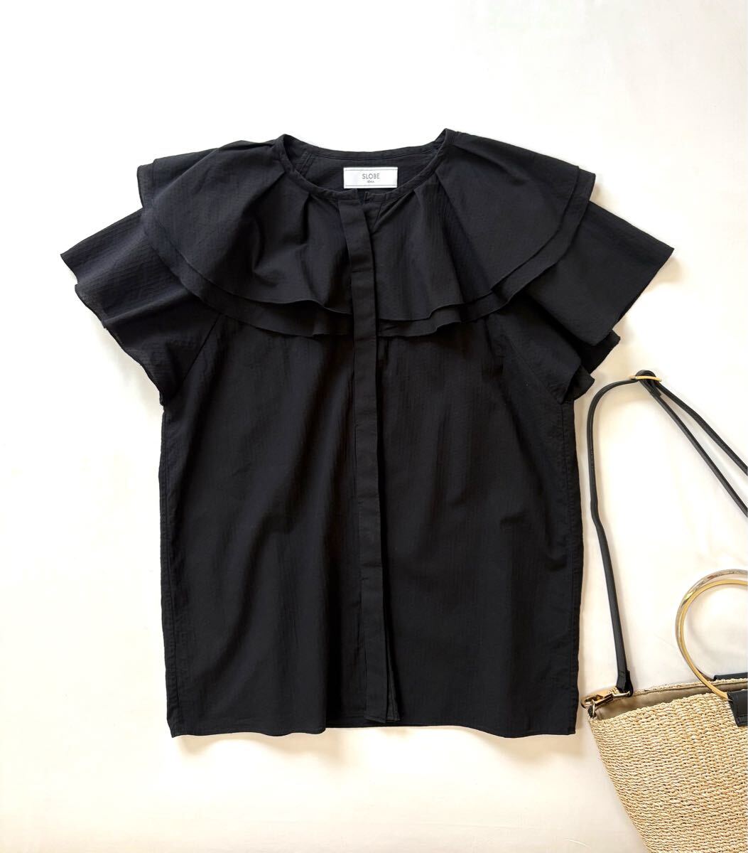 スローブ イエナ SLOBE IENS ドビードット カスケードカラー ブラウス フリル襟拍卖