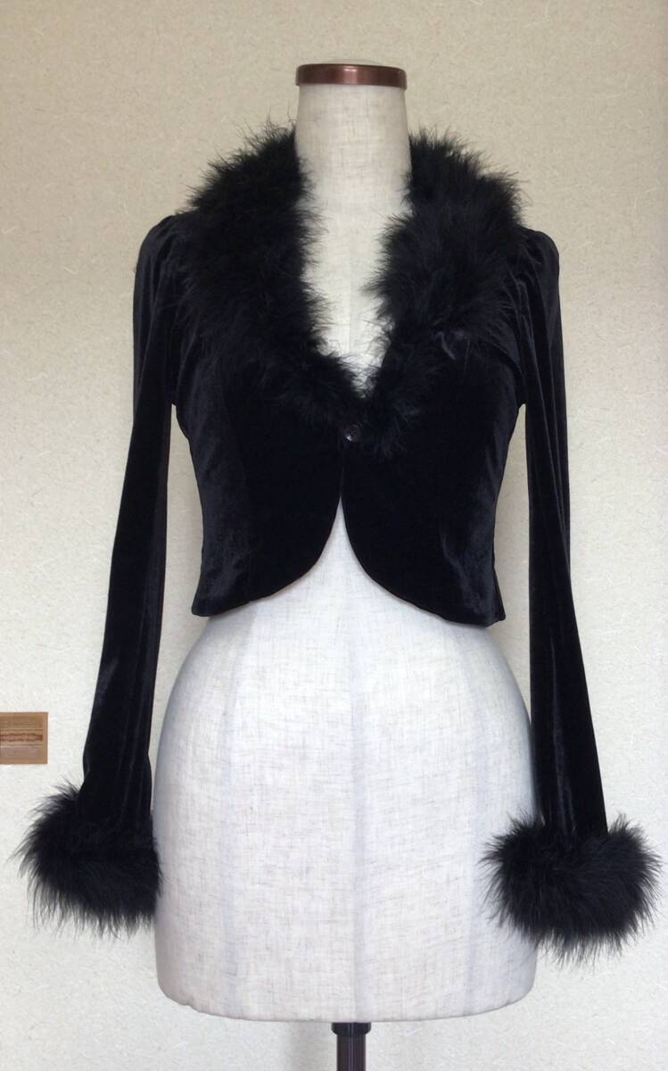 難有り AUBE REVE ボレロ ベロア 羽毛 ショート丈 パーティ拍卖