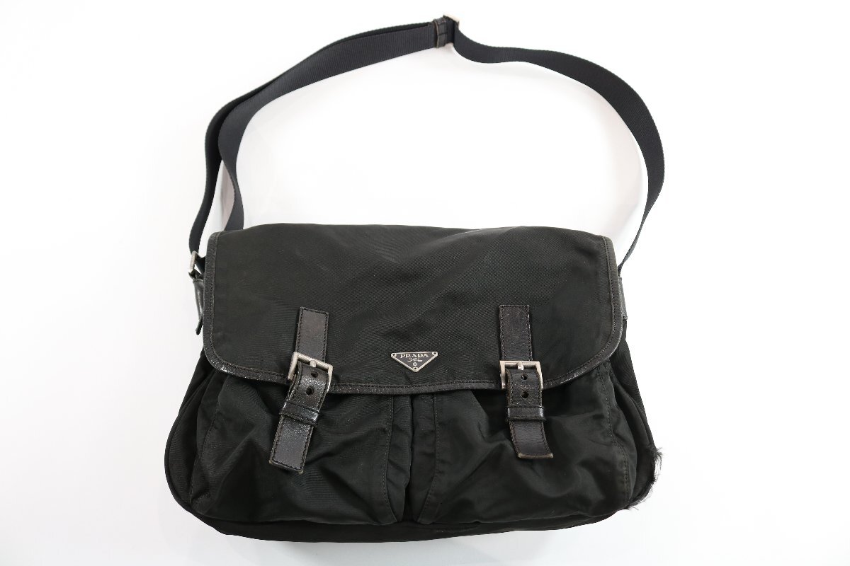 PRADA プラダ ショルダー バッグ ナイロン ブラック 黒 三角ロゴ 鞄 カバン レディース 1147-BA拍卖