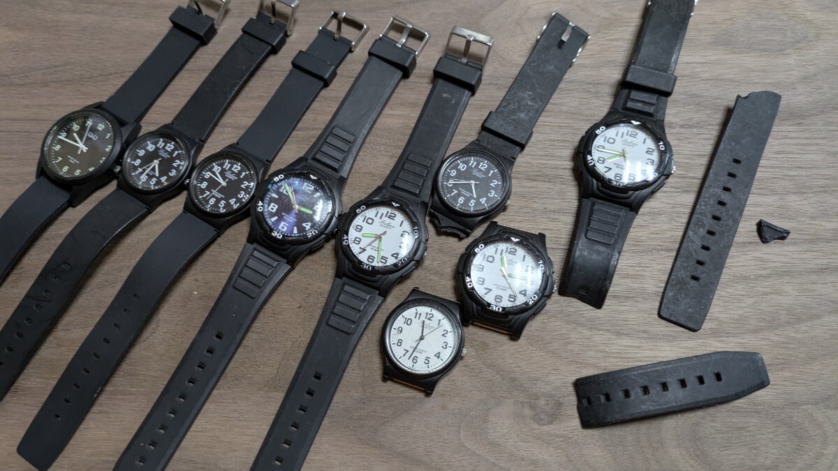 CITIZEN Q&Q アナログ腕時計ブラック ジャンクまとめ セット 動作未確認 バラ売り不可拍卖