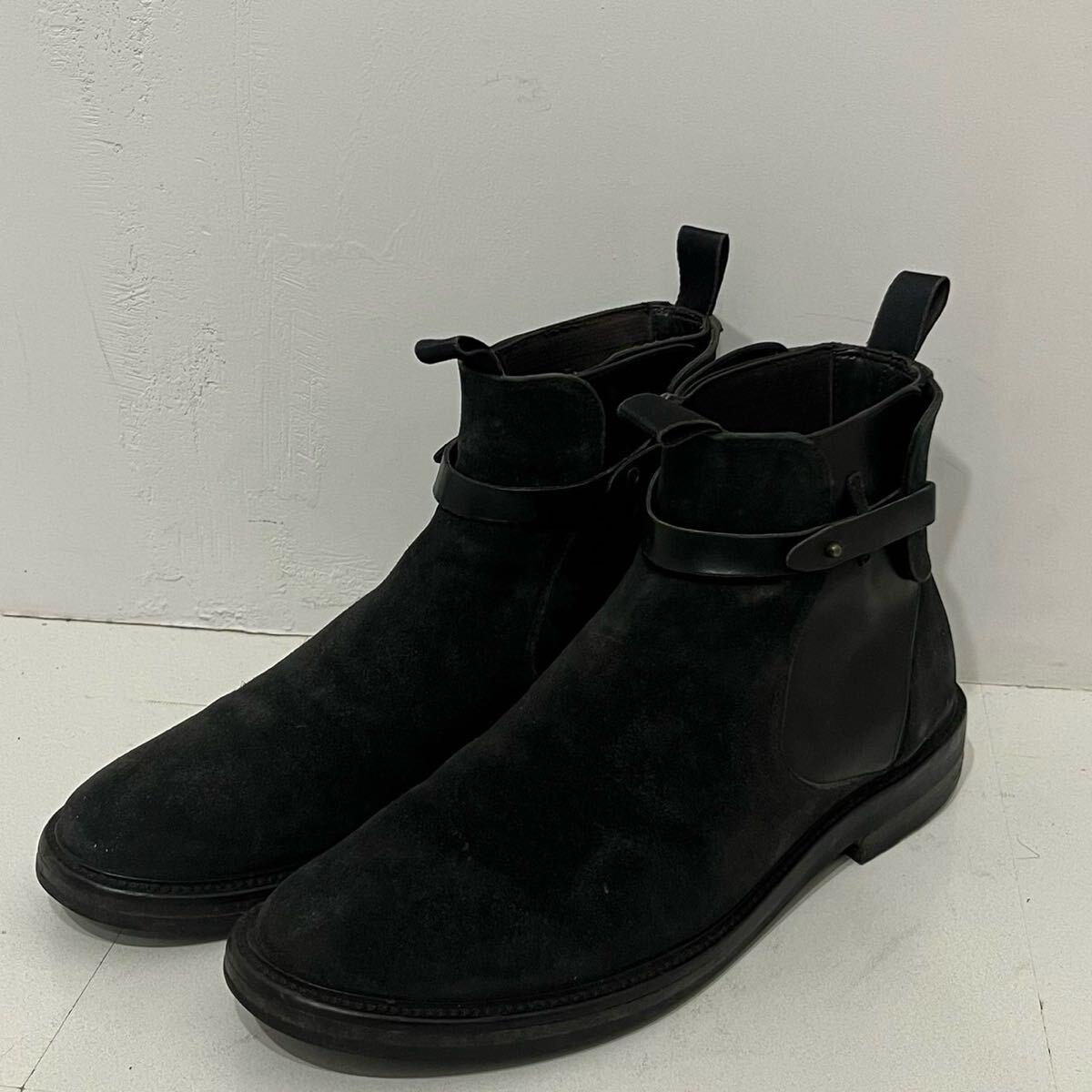 k619 美品 BUTTERO イタリア 製 スエード レザー ブーツ 靴 26.5cm 27cm 切替 ブラック 黒 ブッテロ black leather シューズ boots拍卖