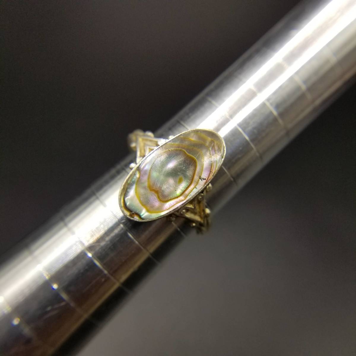 アバロンシェル オーバル インレイ ヴィンテージ リング シルバープレート 銀 指輪 シンプル サウスウェスタンスタイル YAW拍卖