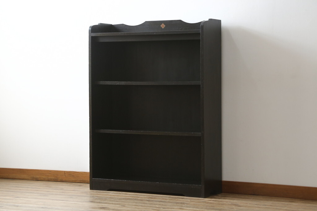 R-075936 和製アンティーク 栓材 象嵌入り シンプルなデザインの本棚(ブックシェルフ、オープンラック、収納棚、飾り棚)(R-075936)拍卖