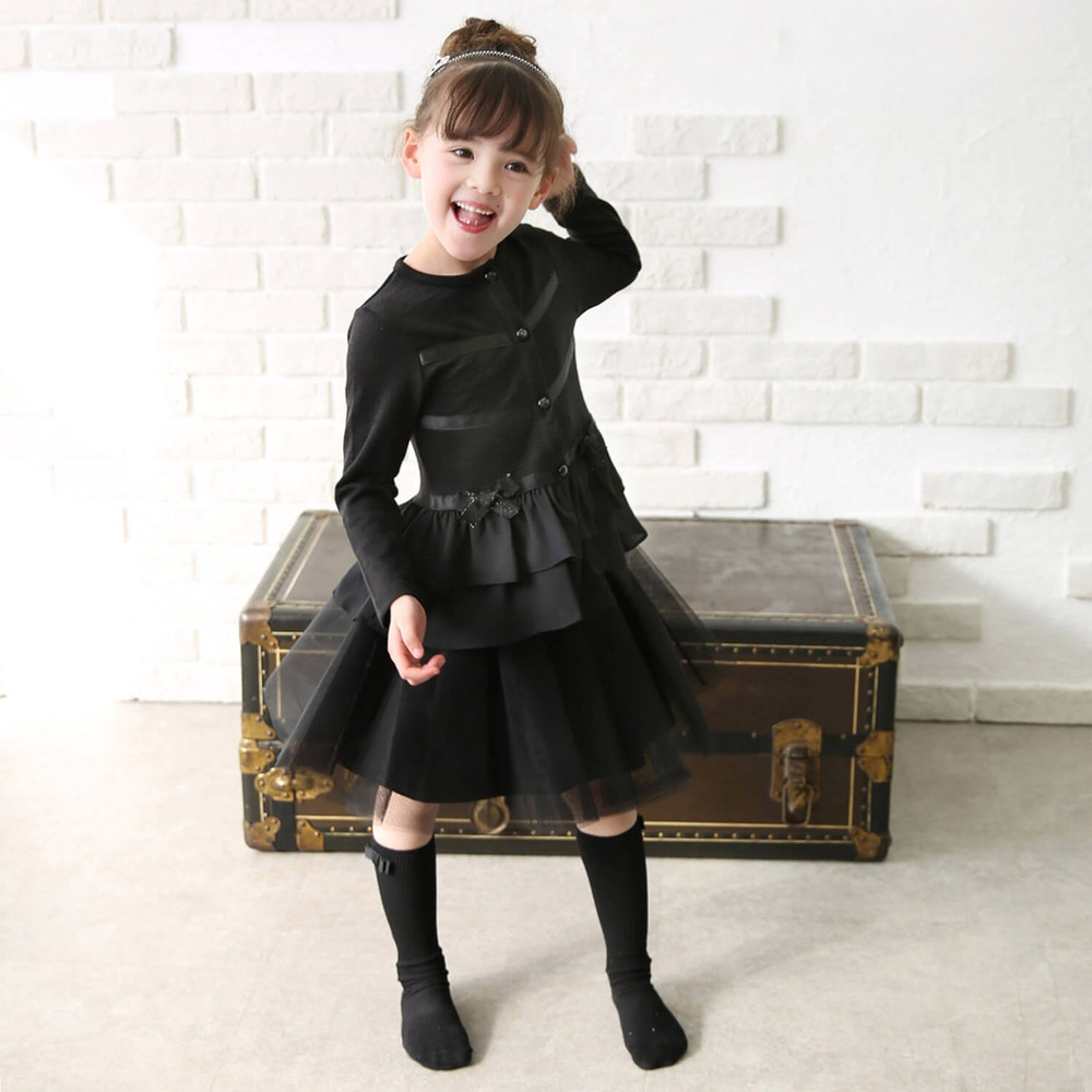 ☆ ブラック ☆ 130cm ☆ リリメリーカーディガン キッズ カーディガン 女の子 カーデガン 10005306 秋 冬 春 秋冬 黒 ブラック フォーマル拍卖