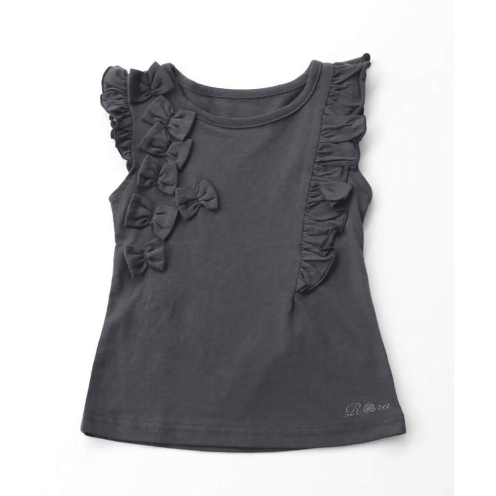 ☆ チャコールグレー ☆ 140cm ☆ レアノースリーブ キッズ ノースリーブ 女の子 タンクトップ 13072001 Tシャツ カットソー 半袖拍卖