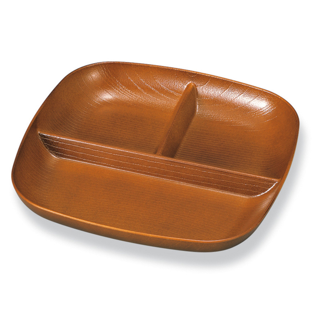 ☆ ライトブラウン ☆ 欅杢目 スクウェア プレート プレート 皿 仕切り スクウェアプレート スクエアプレート 軽い 木目 食洗機拍卖