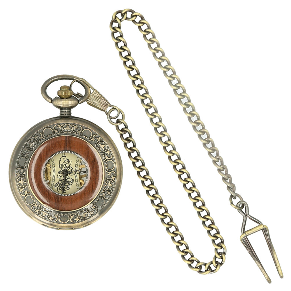 ☆ ゴールド 懐中時計 チェーン 通販 スチームパンク ポケットウォッチ ナースウォッチ 機械式 手巻き 時計 高級 アナログ 木目調 レトロ拍卖