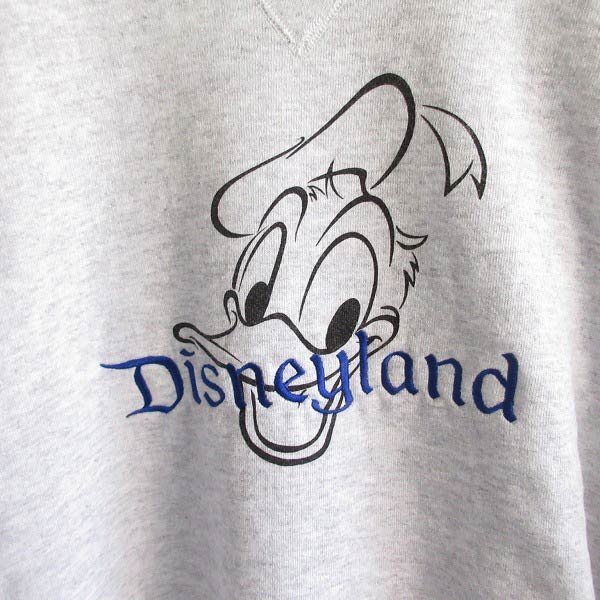 90s USA製 ディズニー ドナルドダック 前V スウェット XL グレー系 大きいサイズ ビッグサイズ 90年代 アメリカ製 D145-13-0008ZVW拍卖