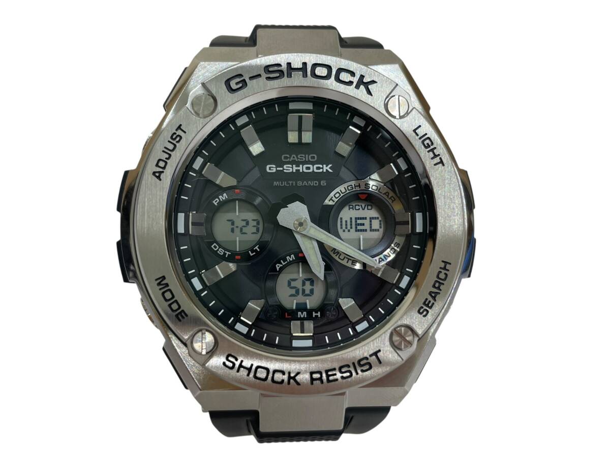 CASIO (カシオ) G-SHOCK Gショック G-STEEL 腕時計 デジアナ マルチバンド6 タフソーラー GST-W110 シルバー メンズ/049拍卖