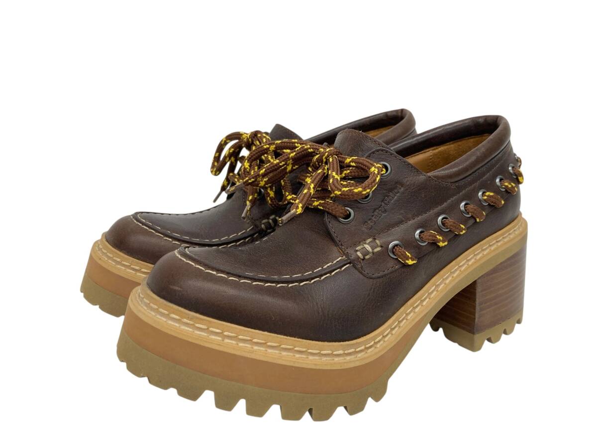 SEE BY CHLOE (シーバイクロエ) 厚底 ローファー レザーシューズ スペイン製 SB37051A 35 ブラウン レディース/028拍卖