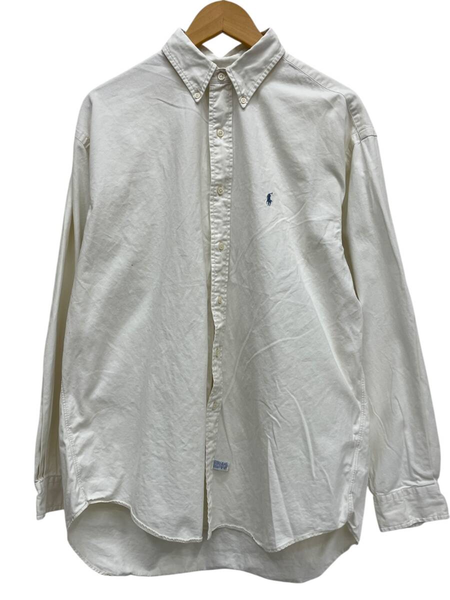POLORALPH LAUREN (ポロラルフローレン) 長袖シャツ ボタンダウン 90S スモールポニー L アイボリー メンズ/045拍卖