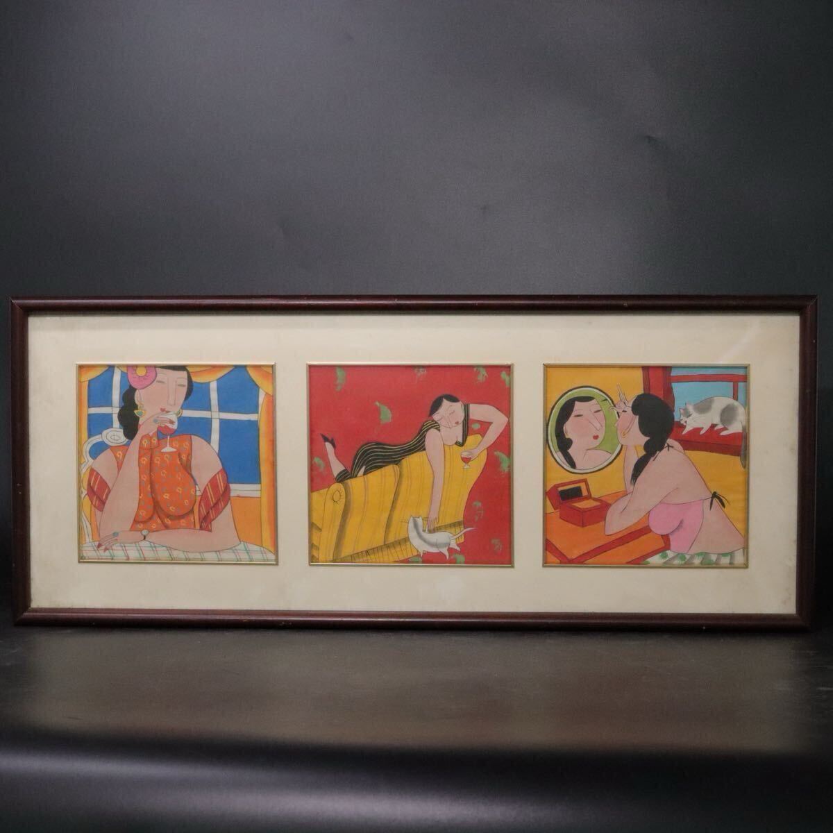 【模写】 モガ モダン ガール イラスト 作者不詳 額装/検索: 蛭子能収 佐伯俊男 横尾忠則 風 ナンセンス アート グラフィック .B678拍卖