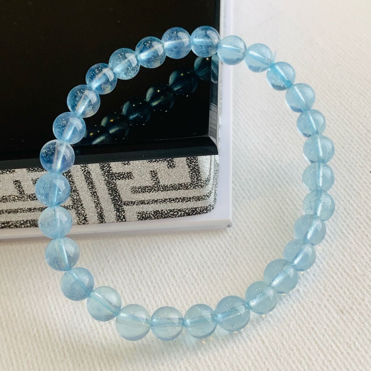 アクアマリン ブレスレット パワーストーン 天然石 ブレス6ミリ珠 16cm 【K630】拍卖