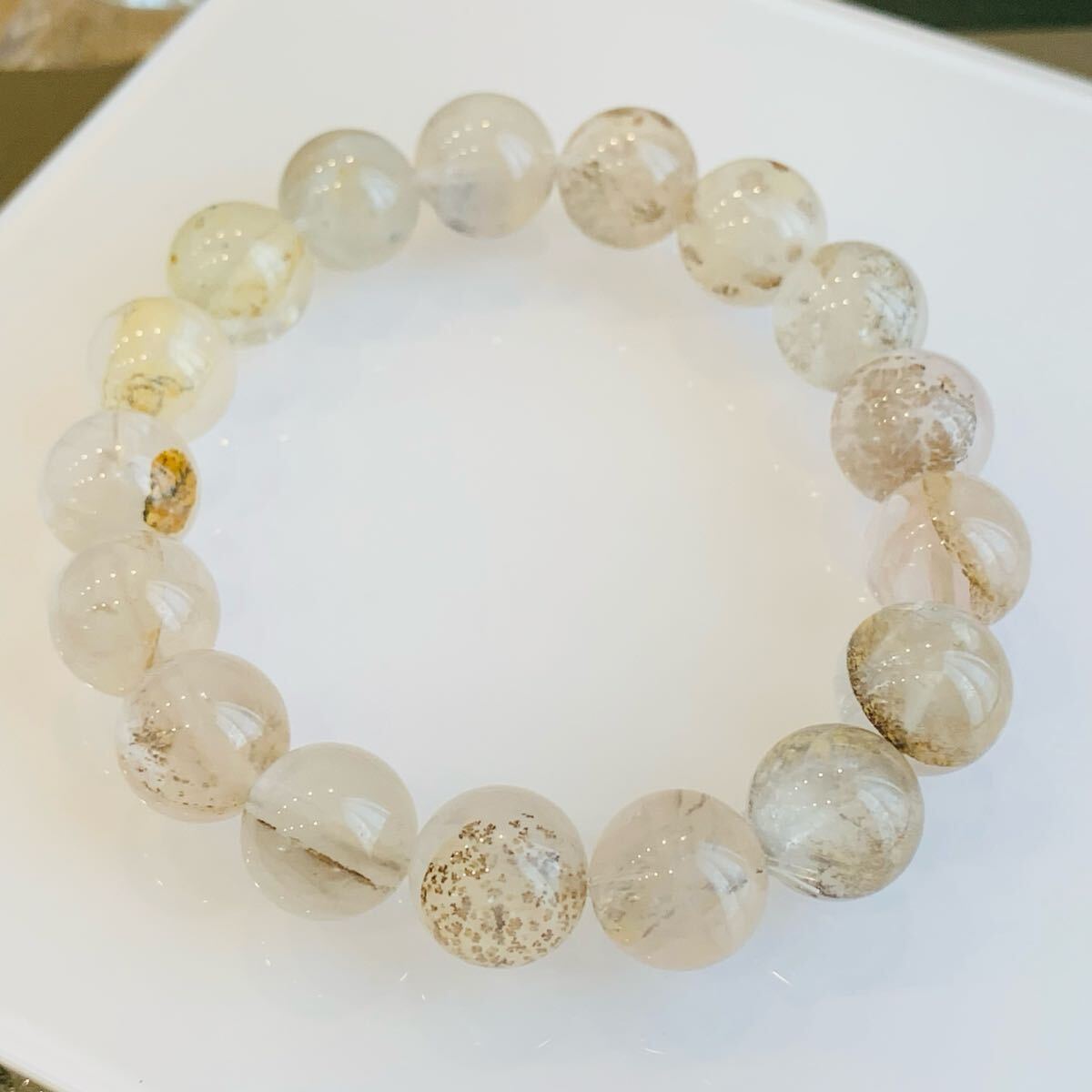 デンドリティッククォーツ ブレスレット パワーストーン 天然石 希少性 11.5ミリ珠 【K630】16cm拍卖