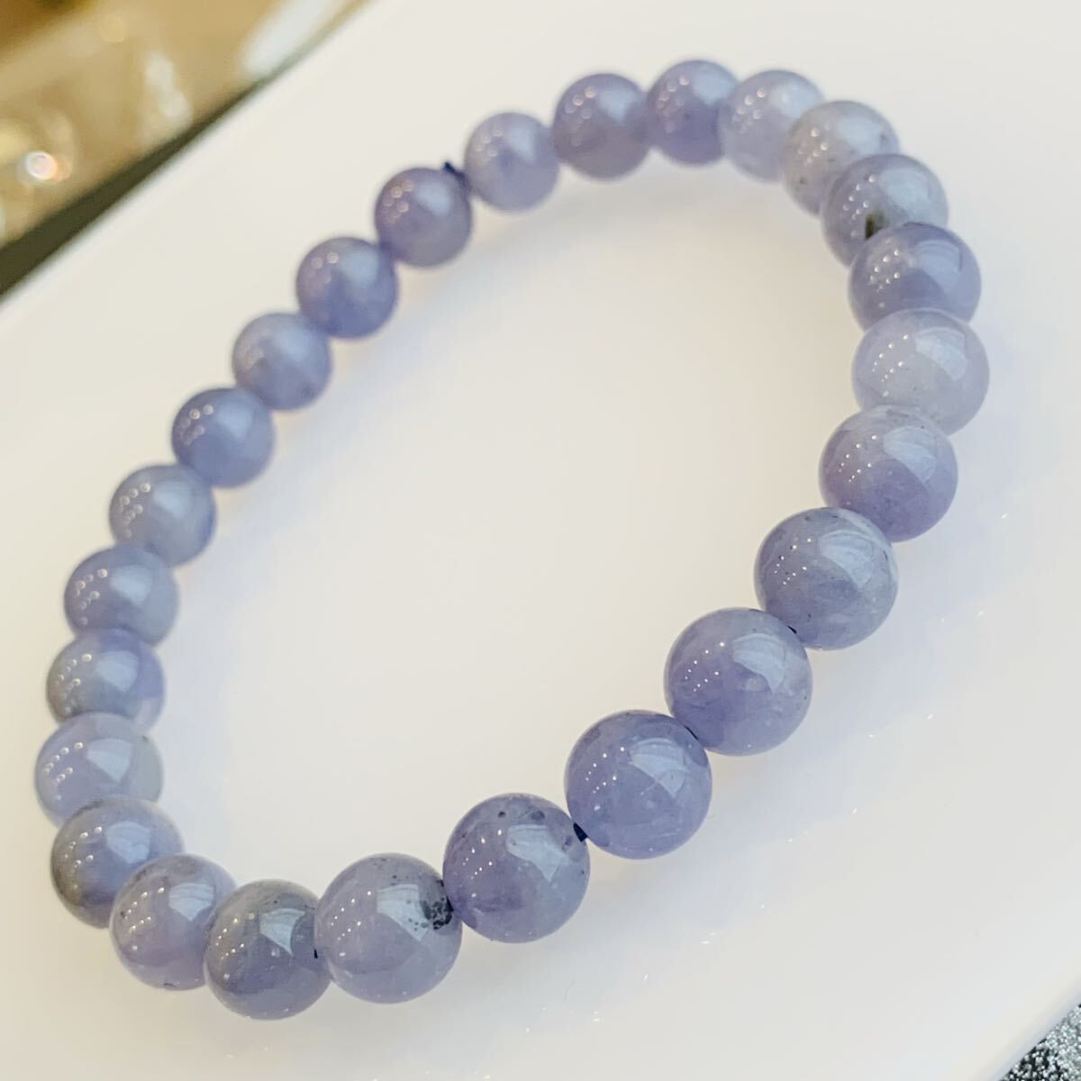 タンザナイト ブレスレット 天然石 パワーストーン 宝石質 7.8ミリ珠 16cm 【K634】天然無処理 16g拍卖