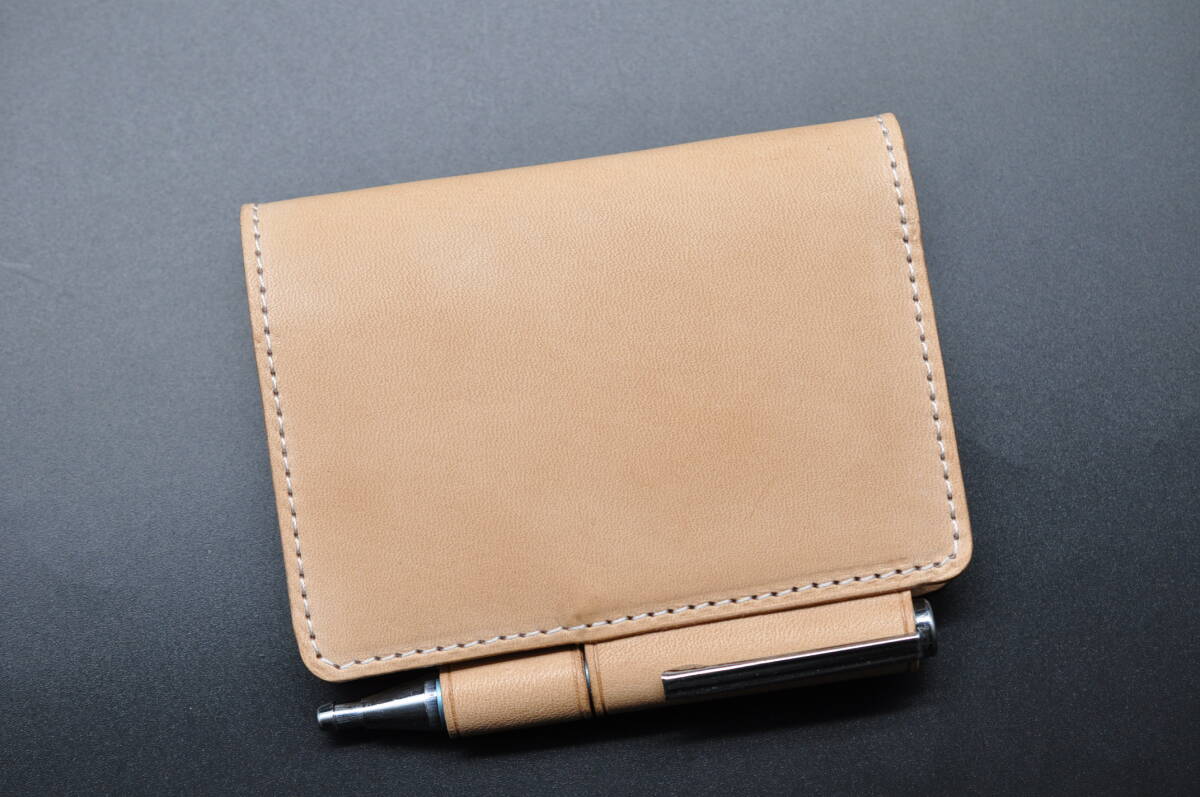 ★送料込み★手帳(ノート)カバー★A7サイズ★栃木レザー ワイルドヌメ(ナチュラル)★拍卖