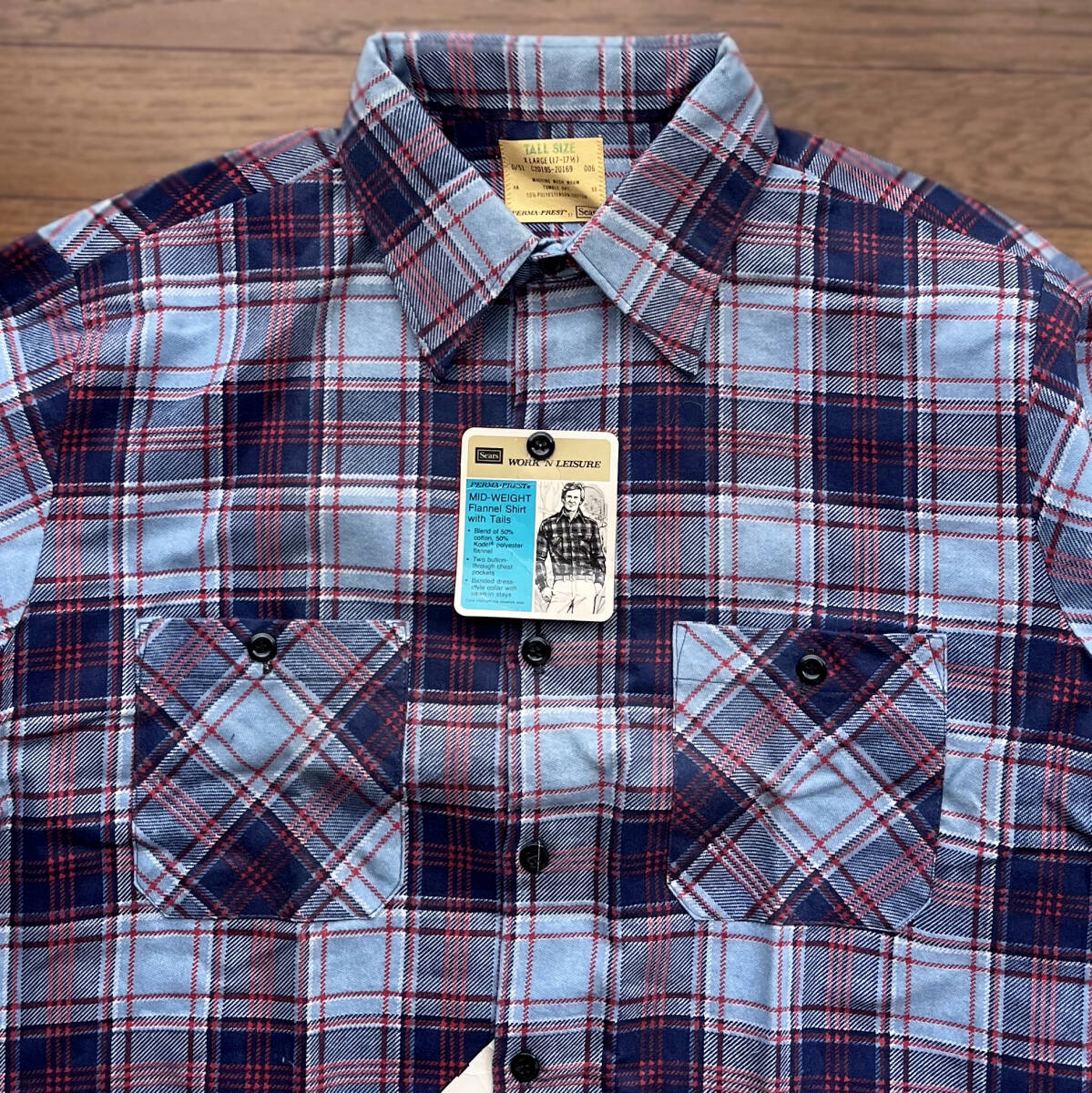 70~80s Vintage Deadstock sears プリント ネル シャツ XL シアーズ デッド / カートコバーン kurt cobain nirvana usa オンブレ チェック拍卖