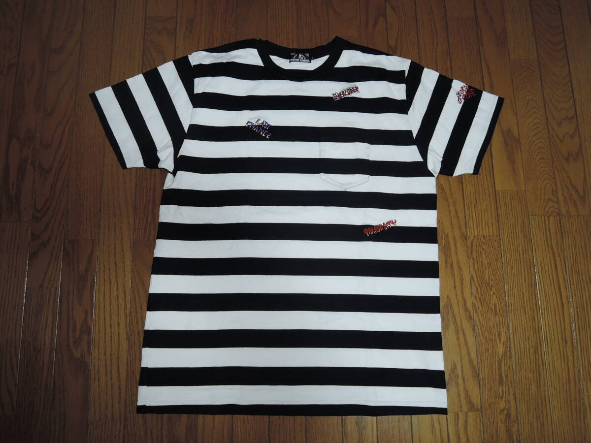 HYSTERIC GLAMOUR ヒステリックグラマー FERGADELIC METAL刺繍 ポケ付Tシャツ L 白黒 ボーダー柄 / Pocket TEE カットソー ボーダーTシャツ拍卖
