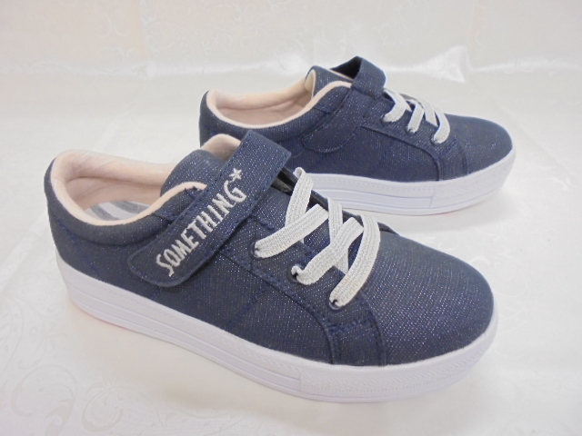 【KCM】JHKS-101-23.0★長期展示品★【SOMETHING/サムシング】キッズ ガールズ スニーカー ネイビー系 23.0cm拍卖
